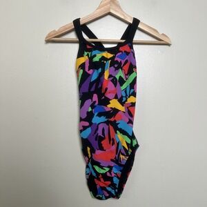 NWT Dolfin One Piece Swimsuit Womens 30 Colorful Back Cut Out Mexicali Print